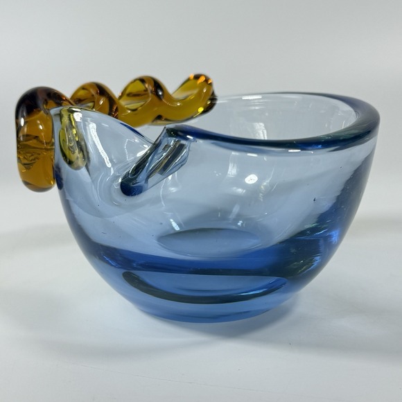 Vintage Mid Century Murano Glass Ashtray Italian Glass Art Eggplant - Picture 14 of 16